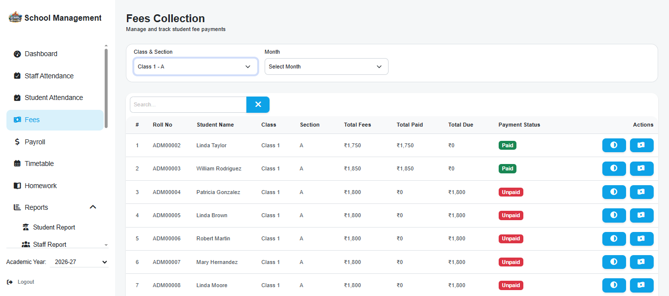 Student Dashboard Screenshot