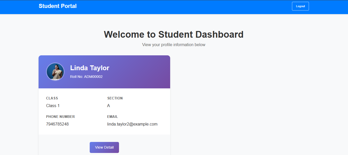 Student Dashboard Screenshot